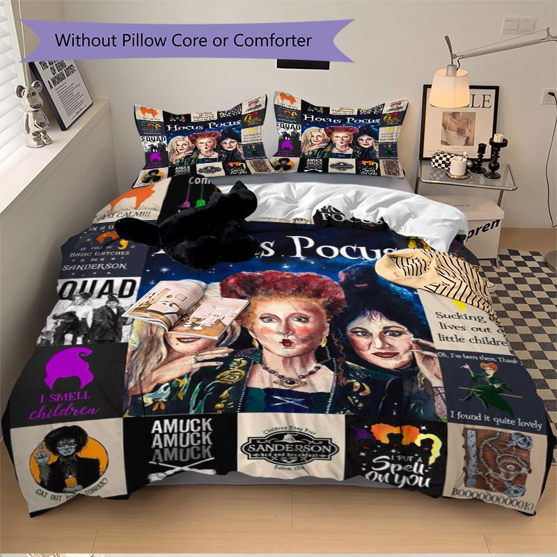 Hocus Pocus Spell Collage Print 3Pcs Bedding Setduvet Cover With 2 Bedropillowcase Home Birthday Gift