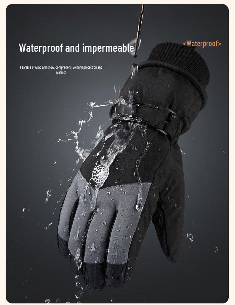 Unisex Winter Ski Gloves: Touchscreen-Compatible, Plush, Warm, Windproof, and Waterproof for Motorcycle Riding.