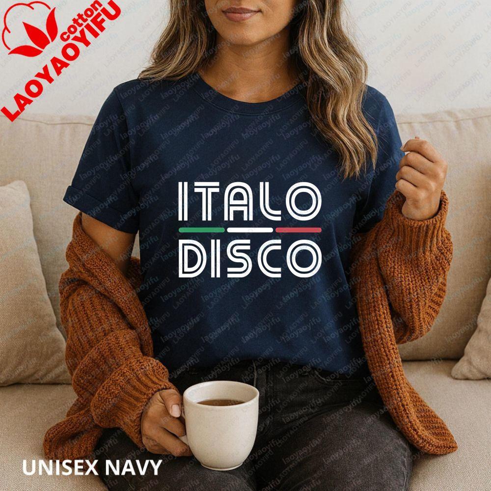 Italo Disco - Fashion Casual Trend Harajuku Short-sleeved Shirt Suitable for Both Unisex and WoUnisex. Patterned Pure Cotton T-shirt