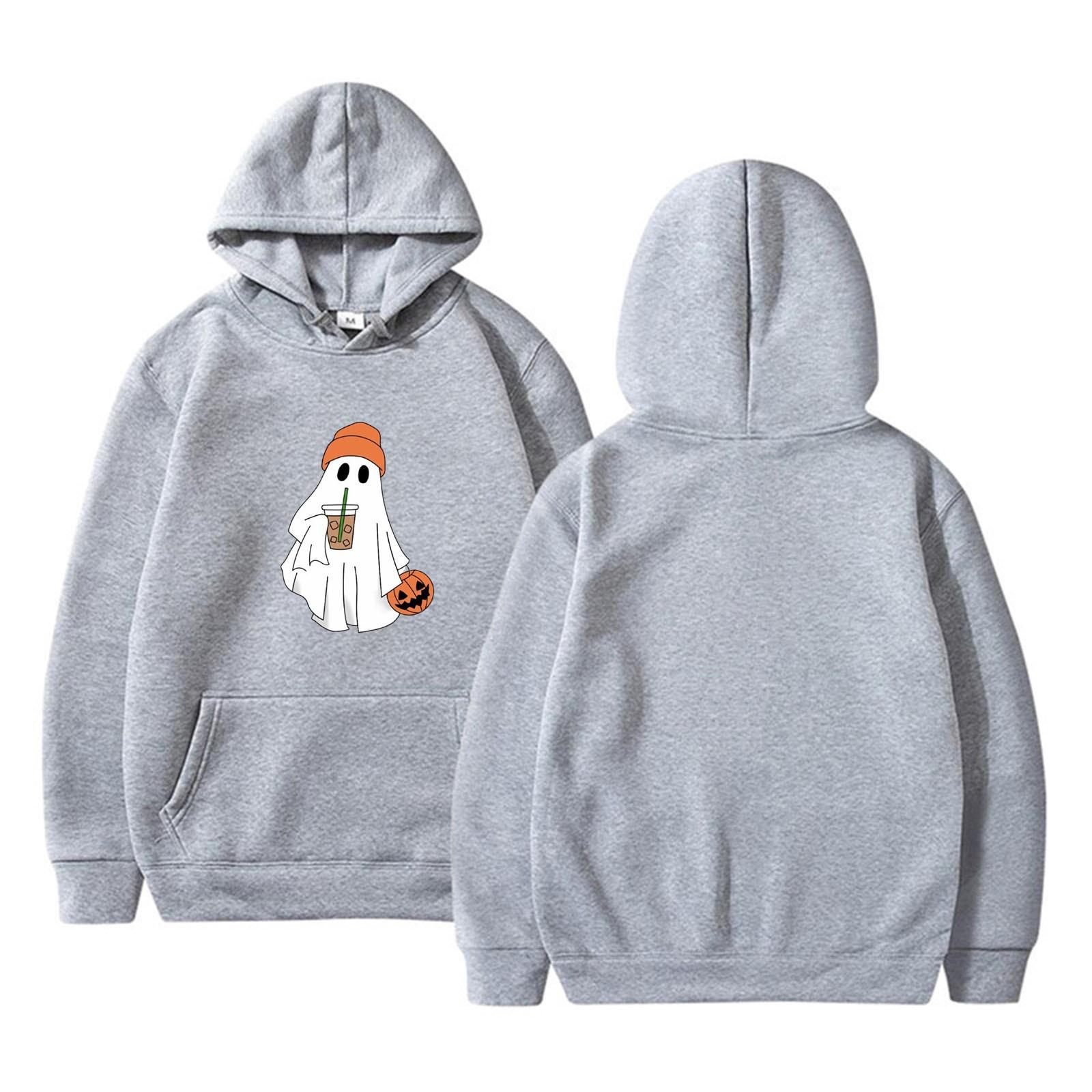 

Женская однотонная толстовка с капюшоном с длинным рукавом и принтом на Хэллоуин XXXL