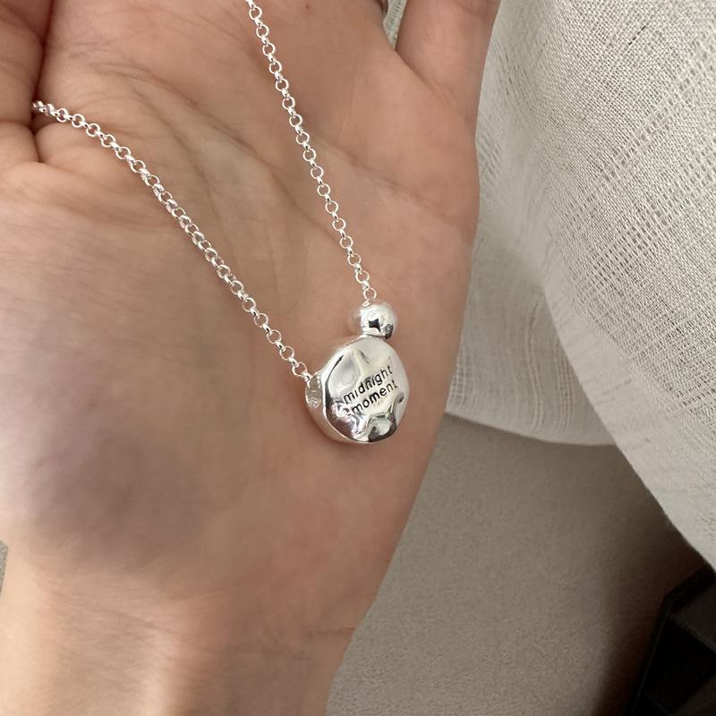 S925 Sterling Silver Niche Design Sense Heavy Industry Retro Fashion Letter Necklace Wind Collarbone Chain