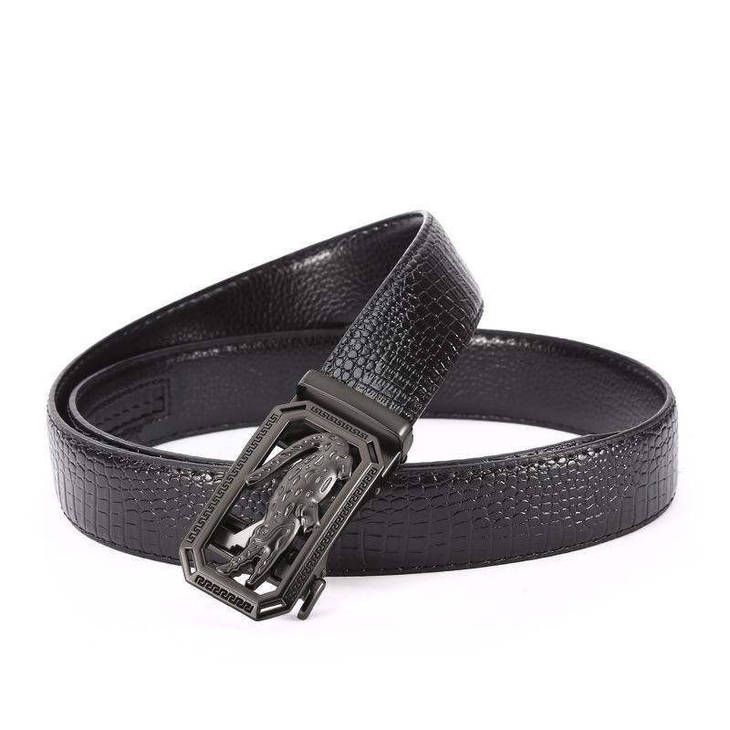 

Мужской ремень с автоматической пряжкой Zhongqing Casual из чистой коровьей кожи высокого класса в подарочной коробке 125Cm can be cut чёрный