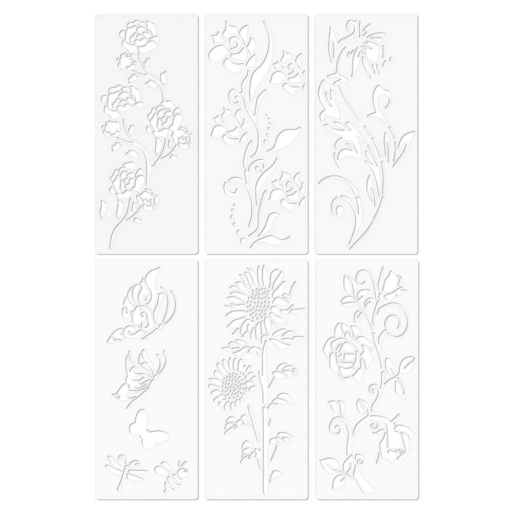 Large Stencils For Garden Fence 6PCS Reusable Flower Templates Painting Stencils For Wall Drawing Templates Art Crafts For Fence