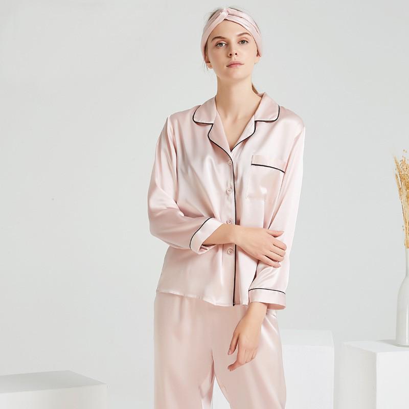 Diexiu 22 Momme Heavyweight Silk Long Sleeve Pajama Set - Two-Piece Loungewear