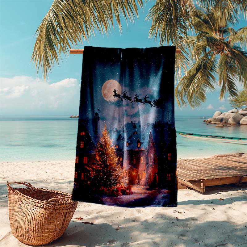 Ultra-Soft Beach Towel with Christmas Santa Claus Theme,Ideal for Pool - Camping, Diving - Perfect Travel Essential, Vibrant Beach Towel.