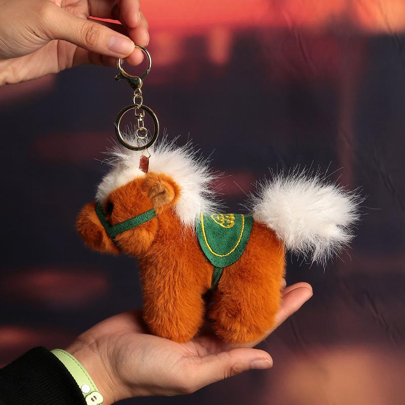 Year Of The Horse Plush Keychain Mascot Lucky Charm Stuffed Animal Keyring Cute Purse Hanging Pendant For Bag Purse Decor