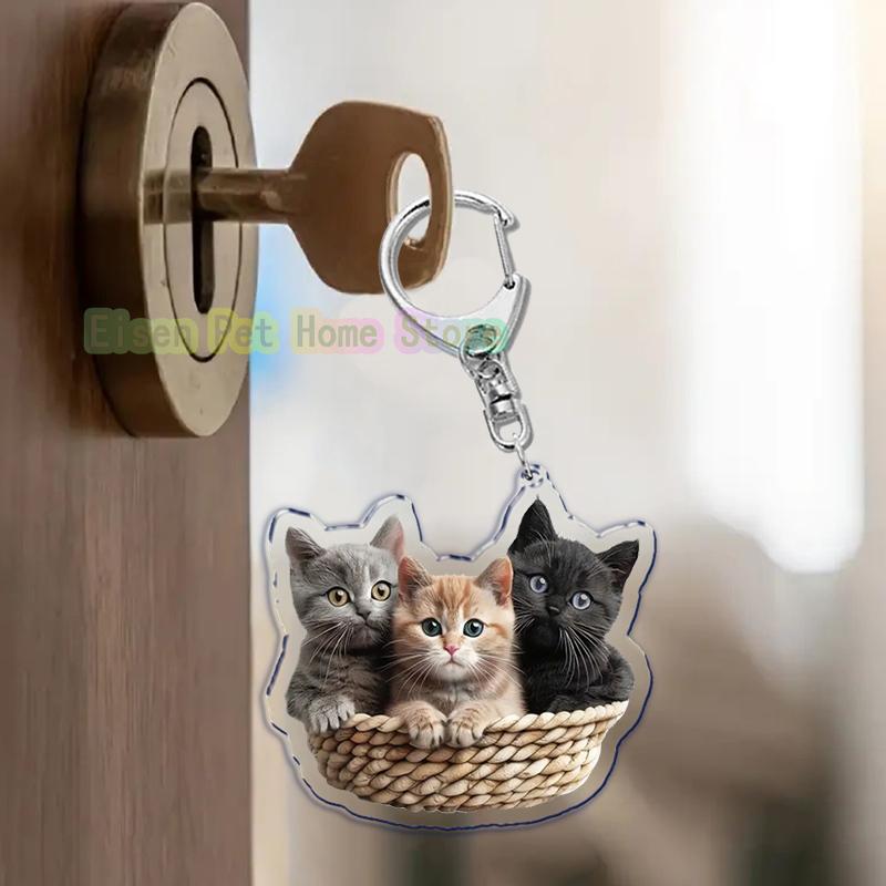 Funny Cat Key Chain Keychains Ring for Accessories Bag Pendant Keyring Jewelry Cute Animal Pet Llaveros Friends Gifts Cool Cats
