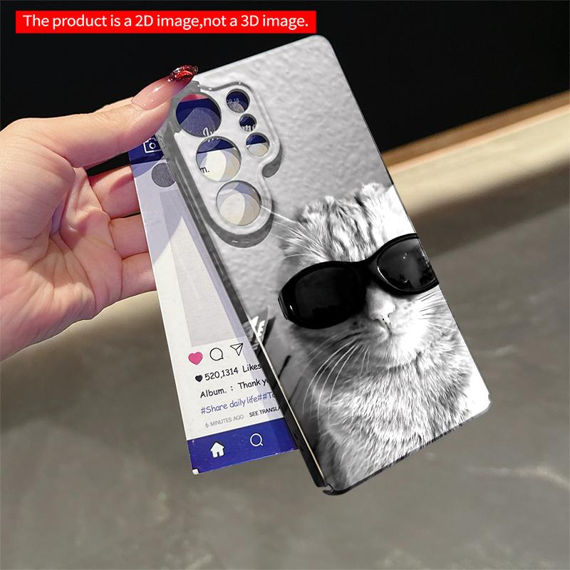 2DFlat Samsung phone case Sunglasses Cat Black & White Phone Case Applicable to Galaxy S22 S23 S24 S25ULTRA S26 A12 A13 A14 A15 A16