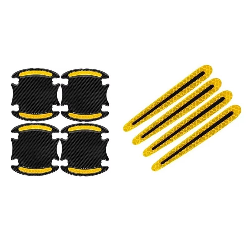 

8Pcs/Set Reflective Car Handle Protector Door Handle Protective Film Vehicle Protection жовтий