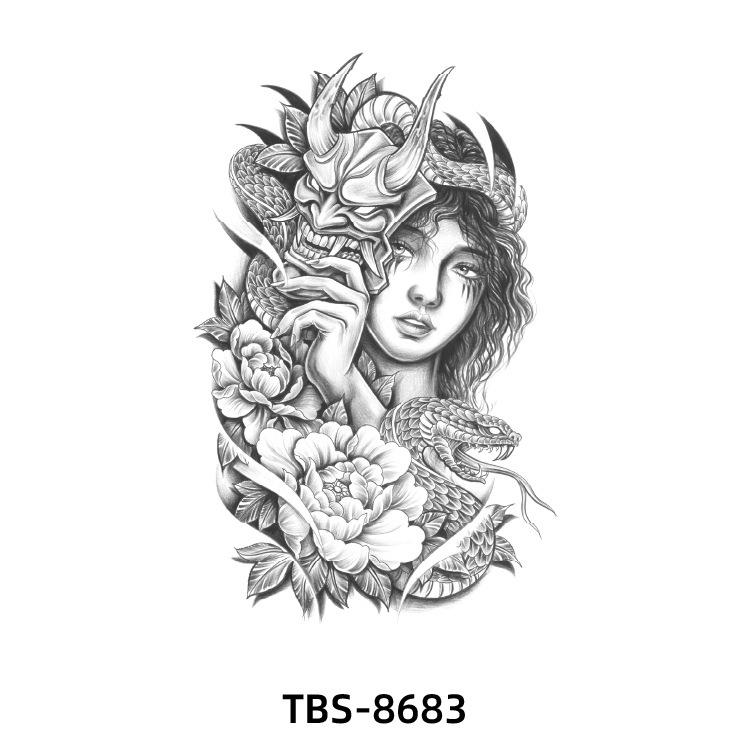 2025 Full/Half Arm Wolf, Tiger, & Flower Tattoo Stickers - European/American Style