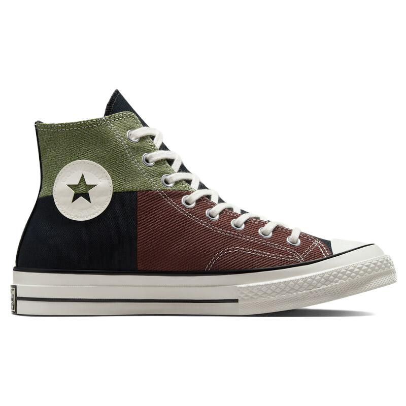 Converse Chuck 70 High Crafted Patchwork - Trolled Green Earth Brown Unisex Sneakers Black Eternal-Earth-Brown A04509C