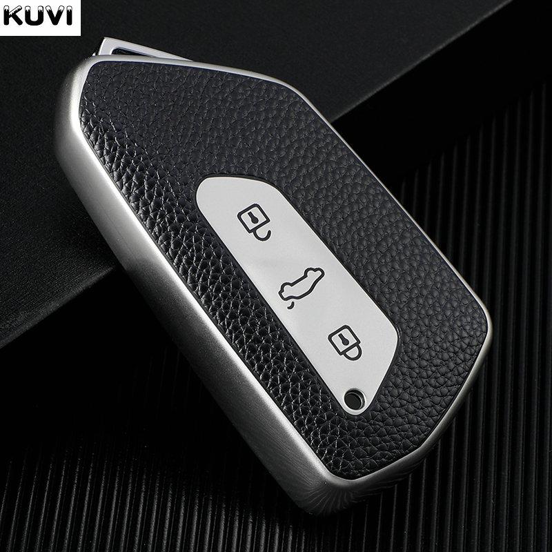 Leather TPU Car Key Case Cover Shell Fob for VW Golf 8 ID4 for Skoda Octavia 4 A8 MK8 for Seat Leon Fr Mk4 Cupra Formentor 2023