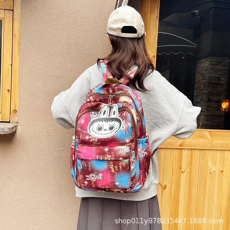 School bag new student backpack trendy large capacity high value cartoon printing casual simple backpack