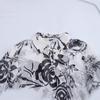 2025 Spring Women's European & American Style Ruffle Trim Printed Chiffon Long Sleeve Shirt