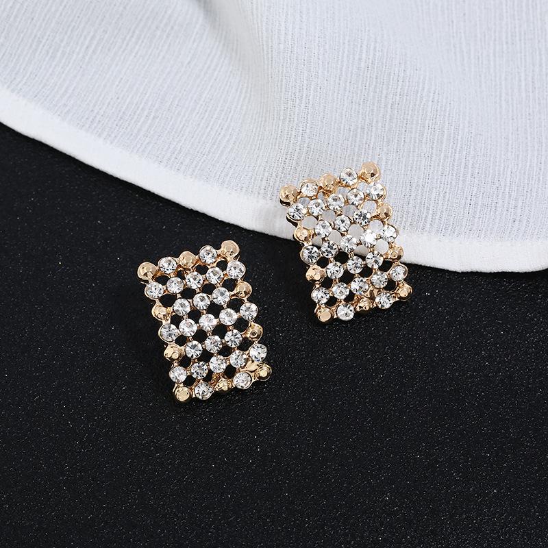 European American Geometric Rhinestone Stud Earrings for Women