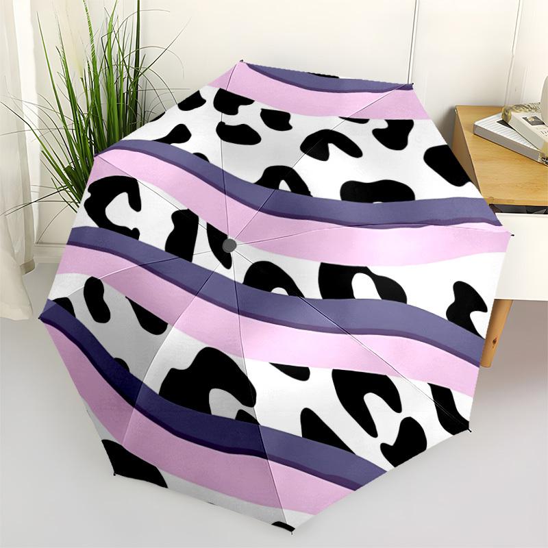 

1pc Leopard Print Automatic Opening/Closing Folding Umbrella with 8 Ribs,Windproof Portable Sunshade Umbrella Holiday gift yy260401047