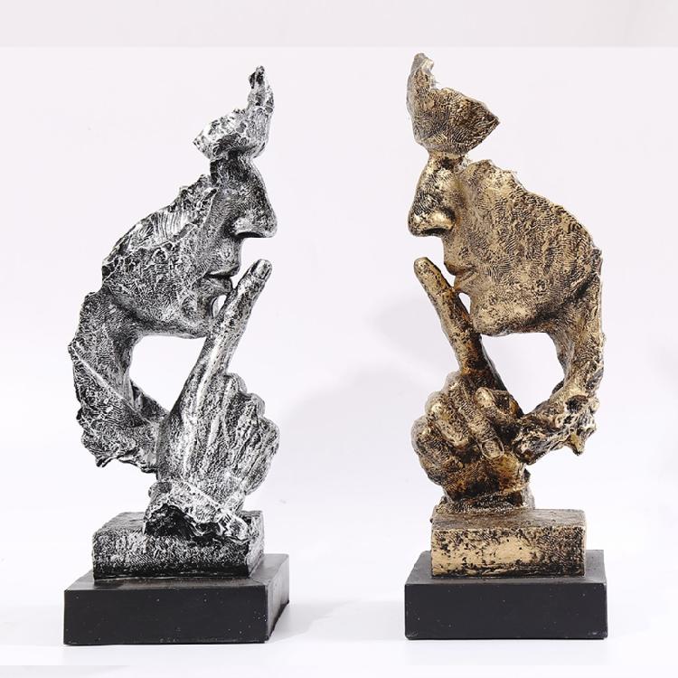 Exquisite Silence is Golden Thinker Statue Figurine Handcraft Entrance Objects