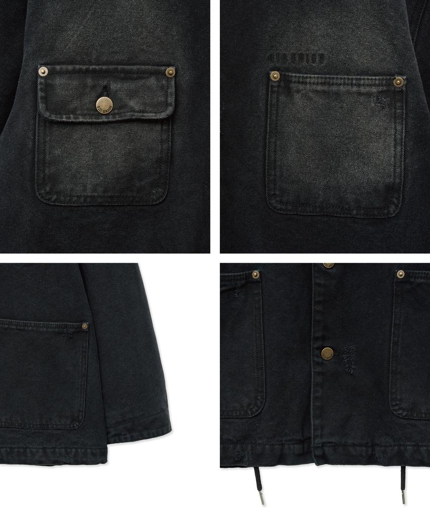 Big Union Distressed Canvas Work Jacket (Black)