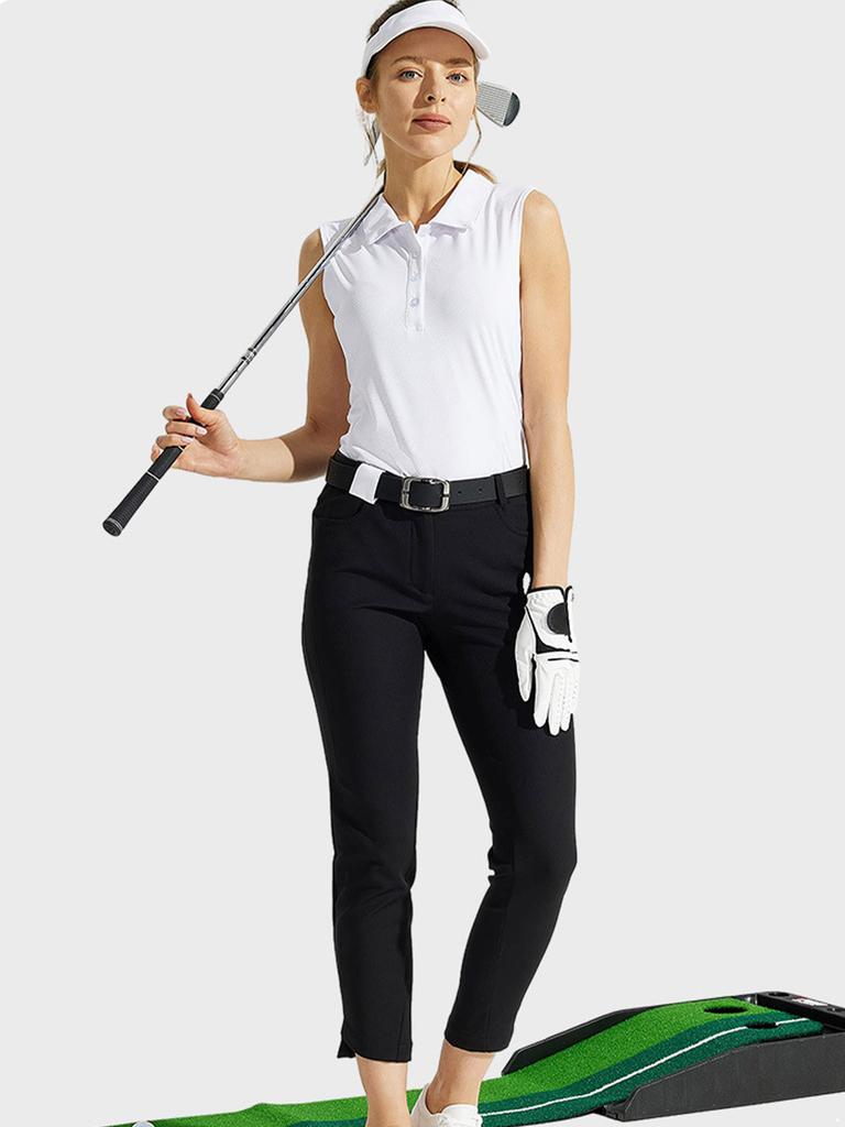 Women's Quick-Drying Golf Shirt Sleeveless - XS-XXL Turn-Down Collar Button Tank Top for Tennis Workout Athletic