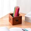 Creative Cartoon Wooden Pen Holder, Simple Wooden Succulent Flower Pot for Groceries, Desktop Finishing and Storage Box.