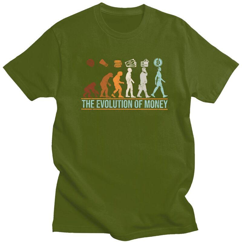 Custom Classic Evolution Of Money Bitcoin T Shirt Men BTC Crypto Coins Tshirt Streetwear Tee Tops Pure Cotton Oversized Tshirt