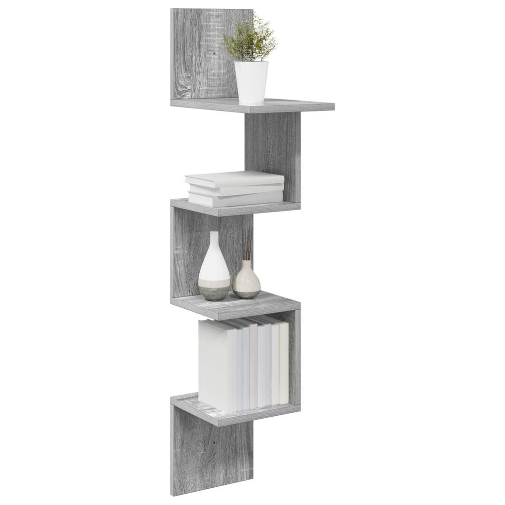 Wall Shelf Wall Mount Gray 32 x 21 x 107 cm Particleboard