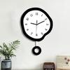 Twisted Elliptical Swinging Wall Clock, Creative and Fun with Pendulum, Silent Clock Suitable for Living Room, Kitchen