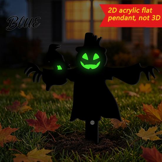 Spooky Garden Figures Halloween Ghost Stake Glow-in-The-Dark Yard Sign Pumpkin Luminous Lawn Ornaments Scarecrow Acrylic Decoration for Pathway