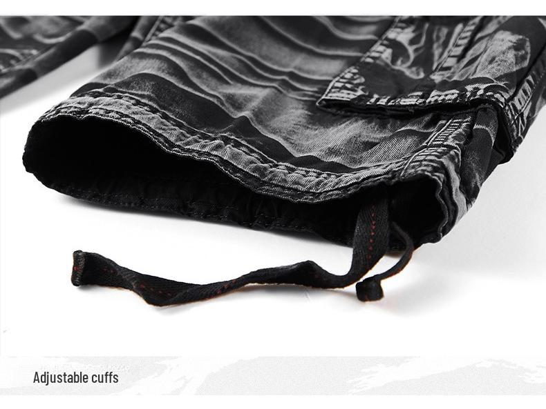 Men's Large Camouflage Cotton Work Shorts, WWII-Style Multi-Pocket Pants for Outdoor Training