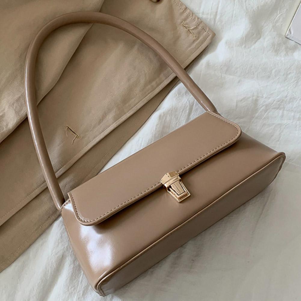 Women Shoulder Bag Trendy Underarm Bag Portable Casual PU Leather Solid Color Simple Handle Shoulder Bag Handbags
