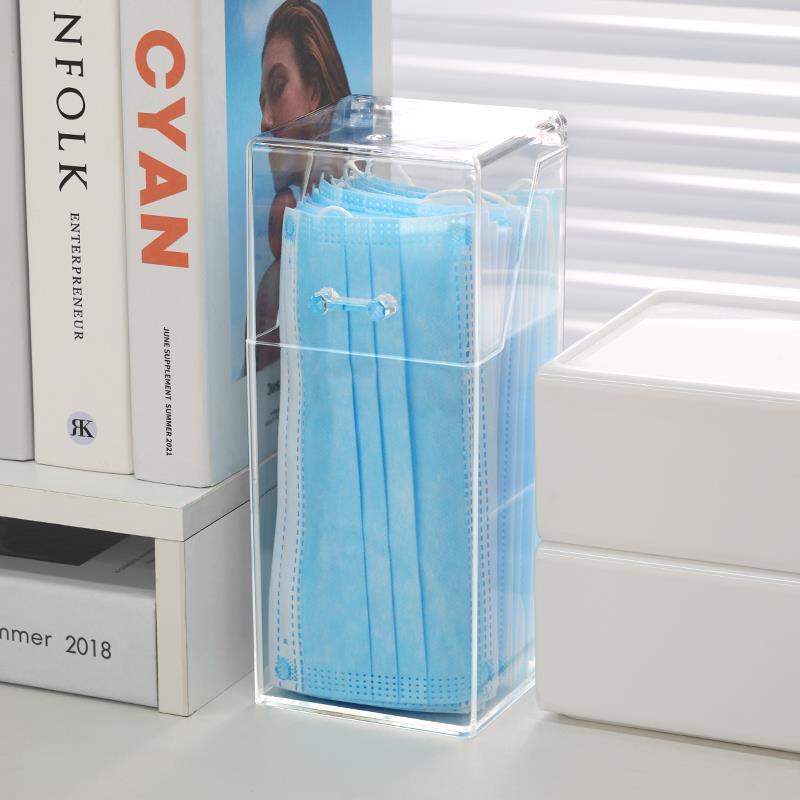 1 Transparent Mask Storage Box With Lid, Dust-Proof Mask Box, Makeup Brush Storage Box