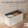 Storage Bench Foldable Storage Ottoman End-of-Bed Footrest with Tufted Lid 76L x 38W x 38H cm Cream