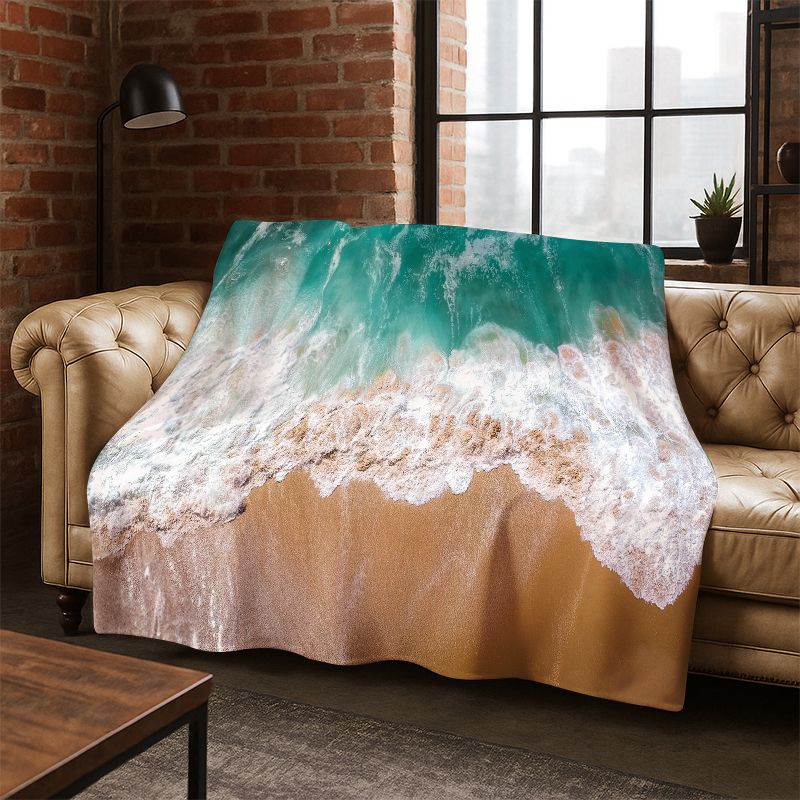 Meereswelle Strand Riff Natur Landschaft Flanell Decke Weich Warm Überwurf für Schlafzimmer Wohnzimmer Bett Reise Camping Picknick Kind