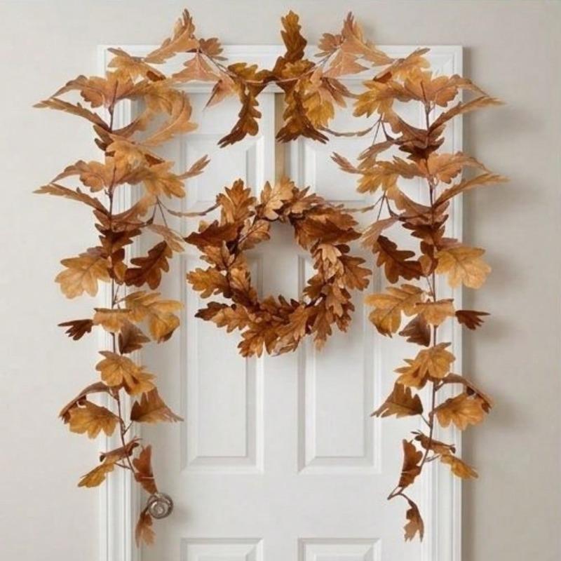Artificial Autumn Chrysanthemum Leaf Vine. Great for Halloween, Christmas, windows, patios, weddings, holiday parties and living room decor.