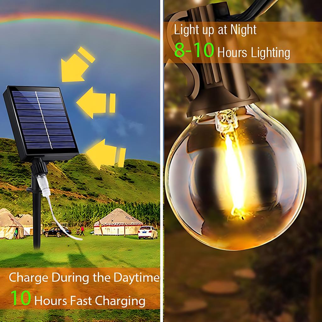7/12M Solar Led G40 Globe Christmas Garland Street Fairy String Light Wedding Bulb Outdoor Lamp For Party Holiday Garden Light