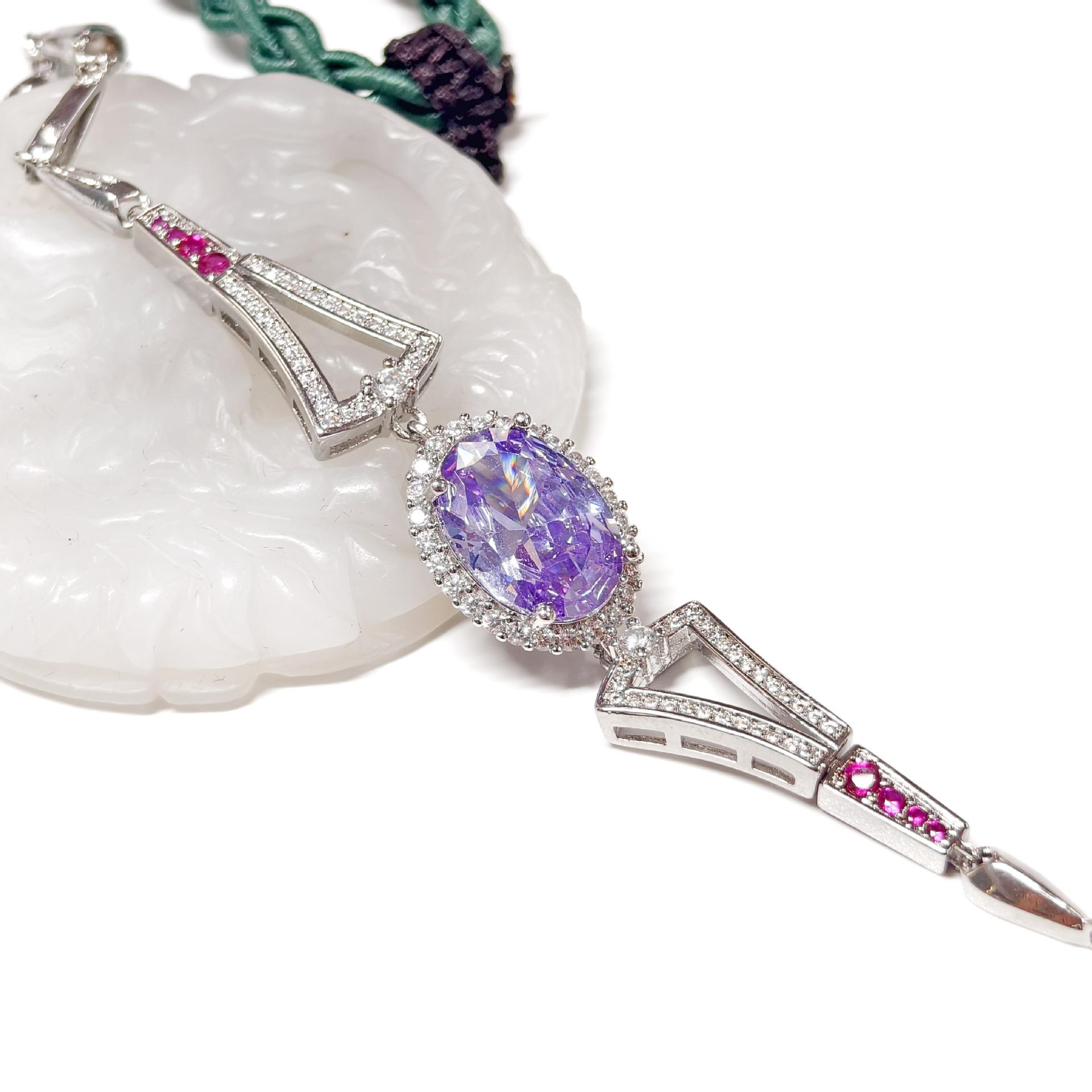 Gesi En High-End Cuban Link Bracelet with Pigeon s Egg Gem Inlay