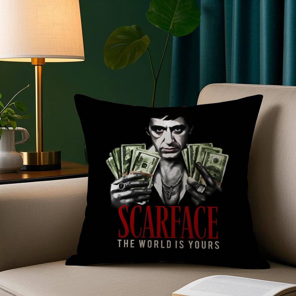 Classic Movie S-scarfaceS Vintage Pillow Case Short Plush Print Cushion Cover Square Throw Pillow Covers Sofa Home Decor