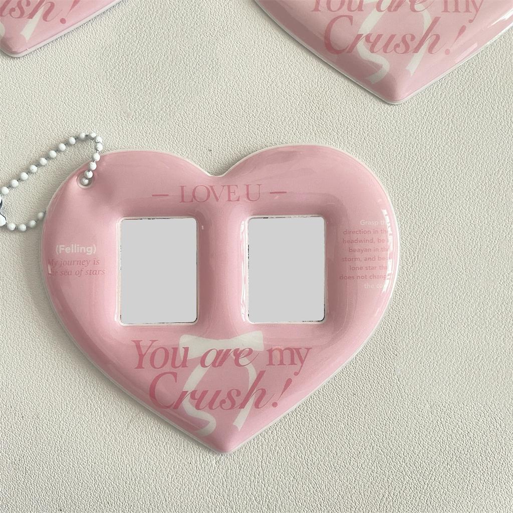 1PC Photo Sleeve Photocards Protector Heart Shaped Card Pocket Photo Frame Double Slot Photo Card Holder Pendant PVC Keychain