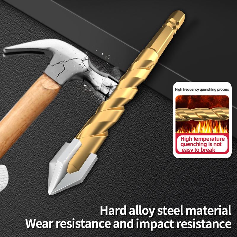 Tile Drilling Drill Bit Glass Cement Concrete Metal Marble Special High Hardness Four-Edged Alloy Drill Bit Dry Drilling 5-12mm