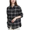 UNIQLO Plaid Point Collar Drop Shoulder Loose Long Sleeve Shirt Women shirts Black 465932-09