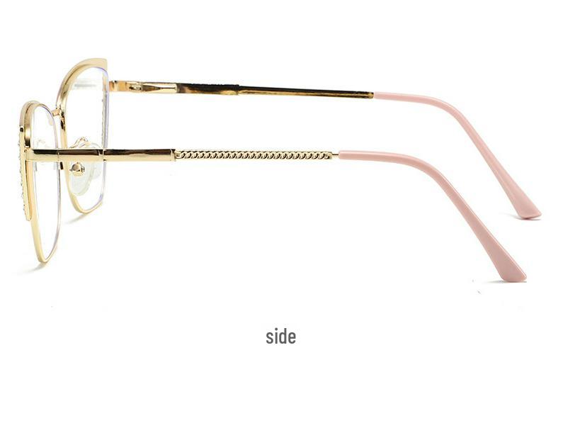 Retro Rhinestone Cat-eye Anti-Blue Light Glasses: Fashionable Color-changing Metal Frames