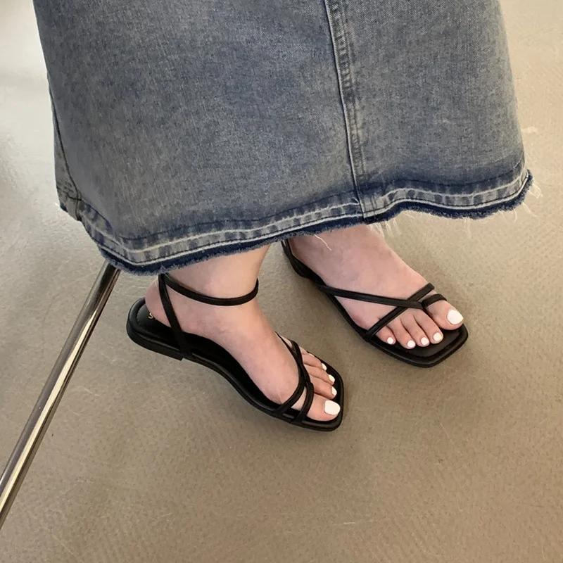 Fashion Women's Sandals Casual Summer Open Toe Light Comfortable Flats  Outdoor Pinch Toe Beach Sandalias