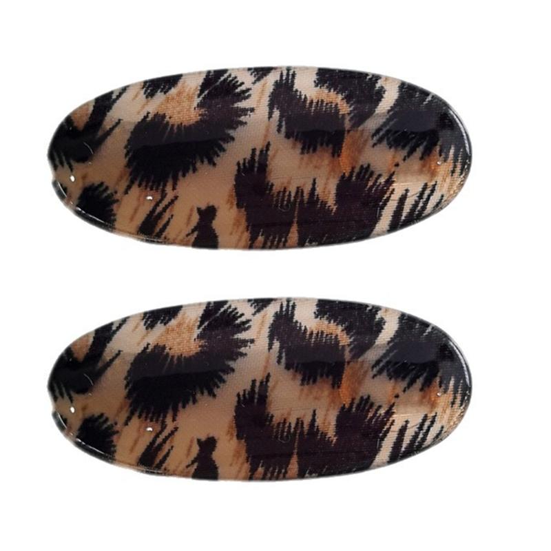 Leopard Print Oval Hair Clip For Women Girls Secure Grip Practical Plastic Metal Hair Accessory For Daily Parties School
