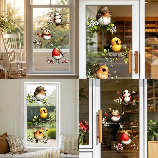 Adesivo Statico per Vetro Animali Cartoni Animati Rimovibile Impermeabile Decalcomania Decorativa per Finestra Casa Ufficio Soggiorno