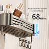 Simple Aluminum Alloy Bathroom Storage Rack Wall Mounted Non Perforated Bathroom Toiletries Holder Shower Storage Shelf Home