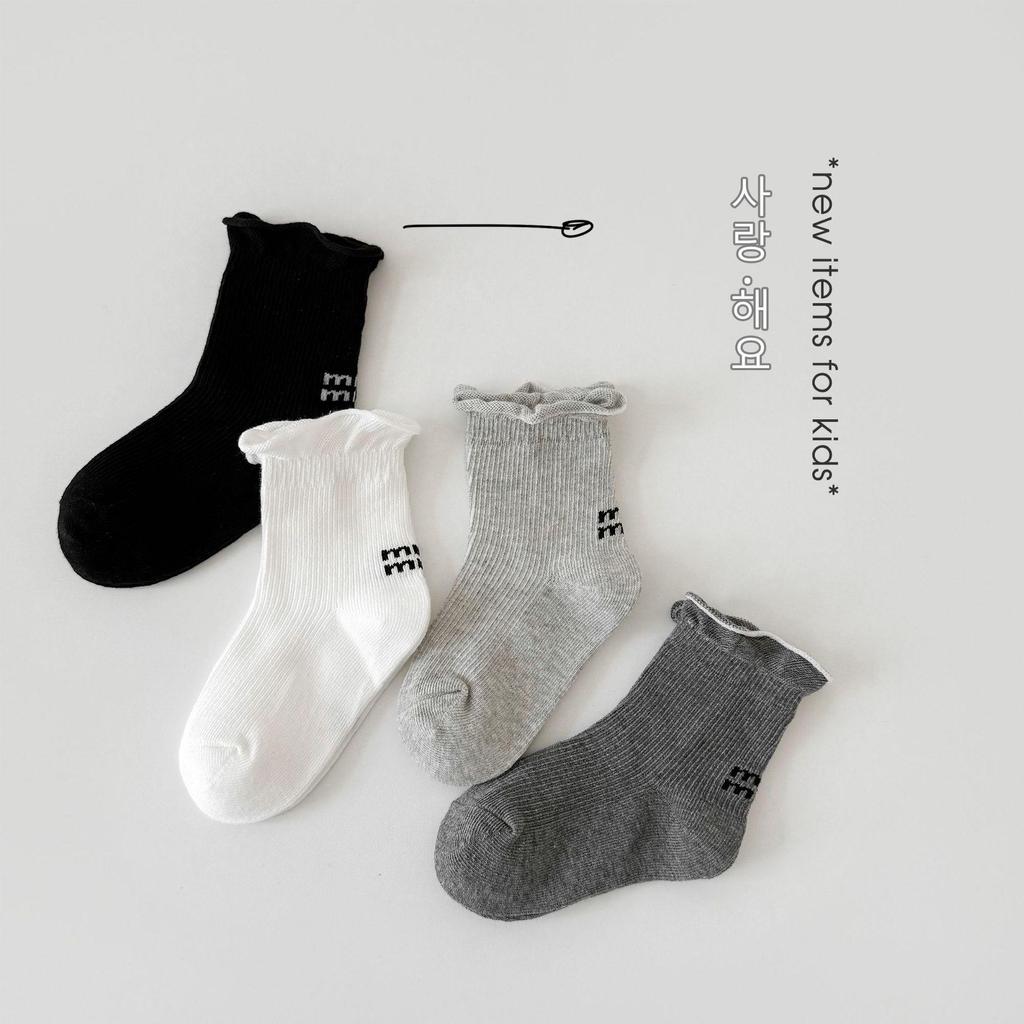 Дитячі осінні шкарпетки до середини гомілки з мультяшними горошками - Універсальний корейський стиль для хлопчиків та дівчаток