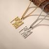 Jeshayuan Square Rune Pendant Necklace Women Stainless Steel Fashion Accessories Jewellery