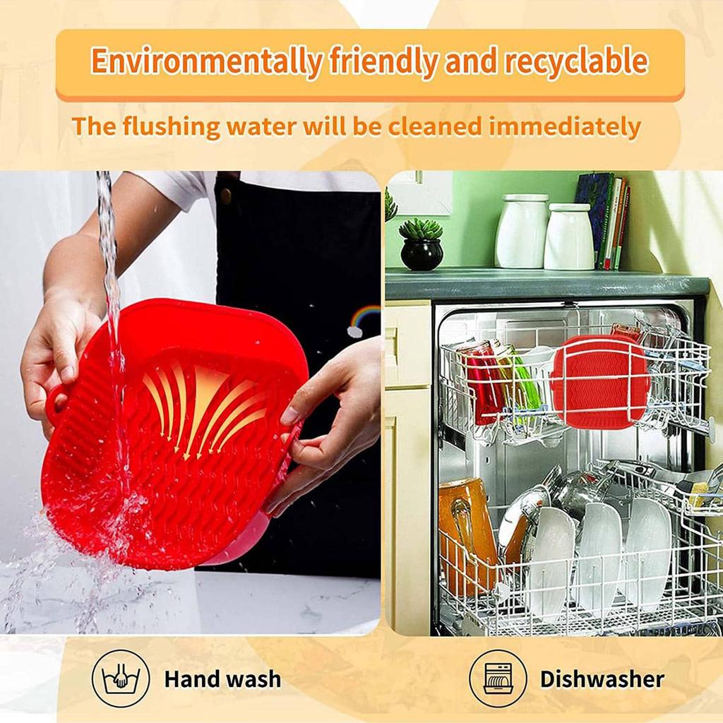 1PC - Air fryer with built-in silicone baking tray pad square