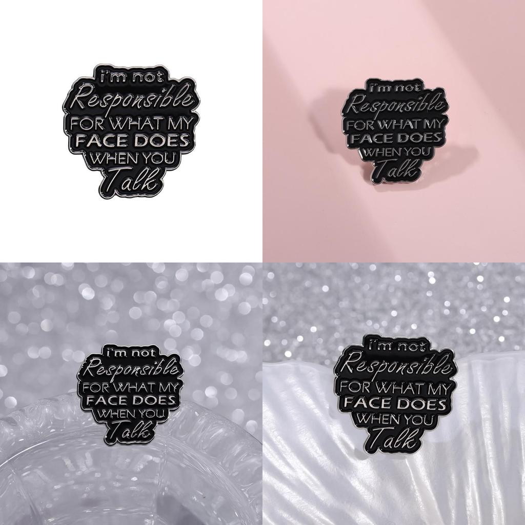 Contemporary Black Enamel Letter Brooch For Fashionforward Unisex Lovers Accessory