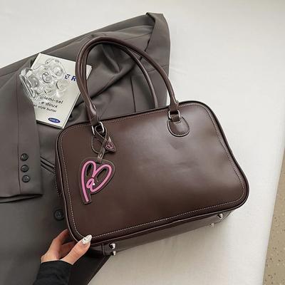 Design Retro Small PU Leather Tote Bag for Women 2024 Y2K Retro Fashion Solid Color Underarm Shoulder Bag Handbags